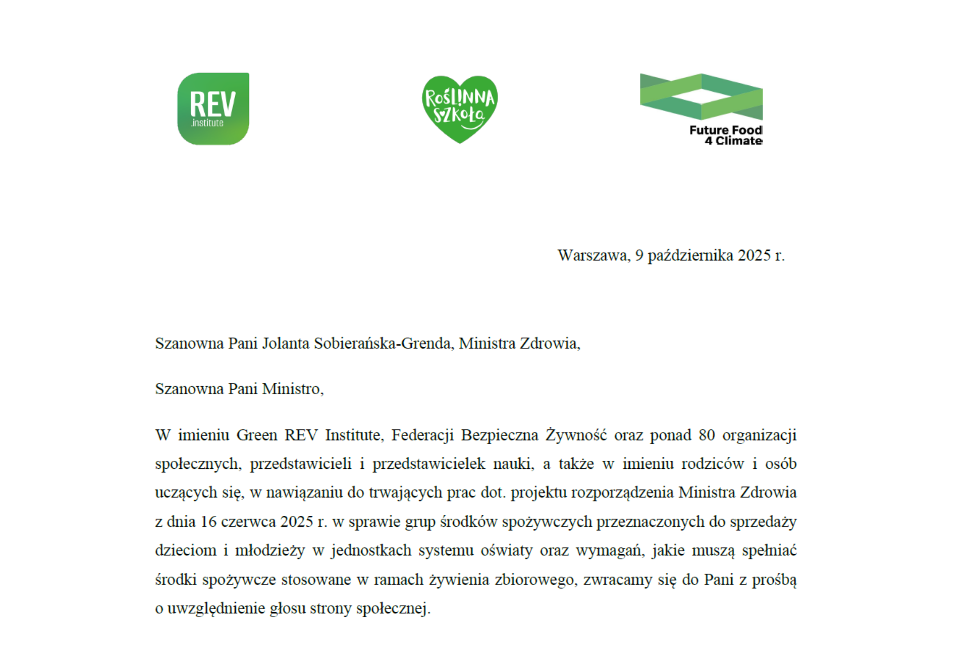 Apel do Ministry Zdrowia