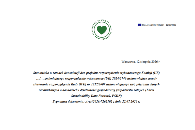 Stanowisko Federacji Bezpieczna Żywność w sprawie odroczenia raportowania danych o pestycydach i środkach przeciwdrobnoustrojowych do 2028 roku.